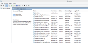 Windows services window
