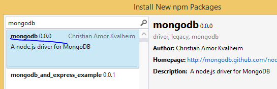 MongoDb driver for NodeJs